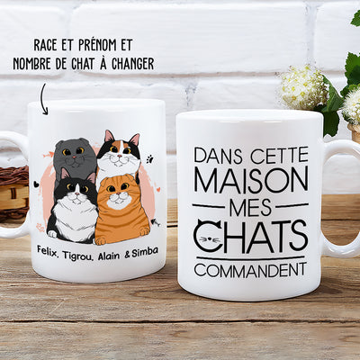 Mug Personnalisé - Dans La Maison C‘Est Le Chat Qui Commande