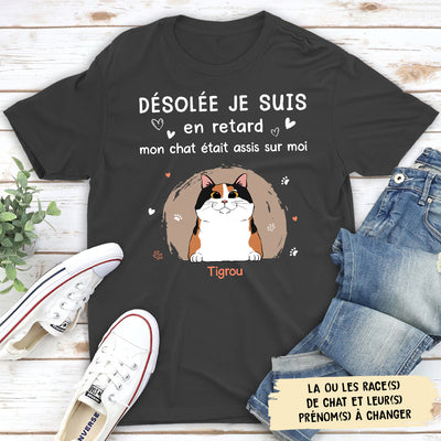 T-shirt Unisex Personnalisé - Désolé(E) Mon Chat Était Assis Sur Moi