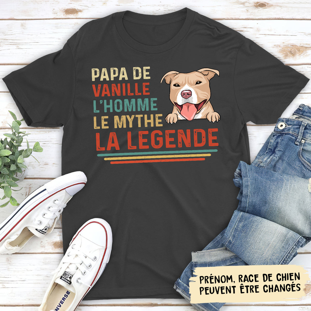 T-shirt Unisex Personnalisé - Papa Chien Le Mythe