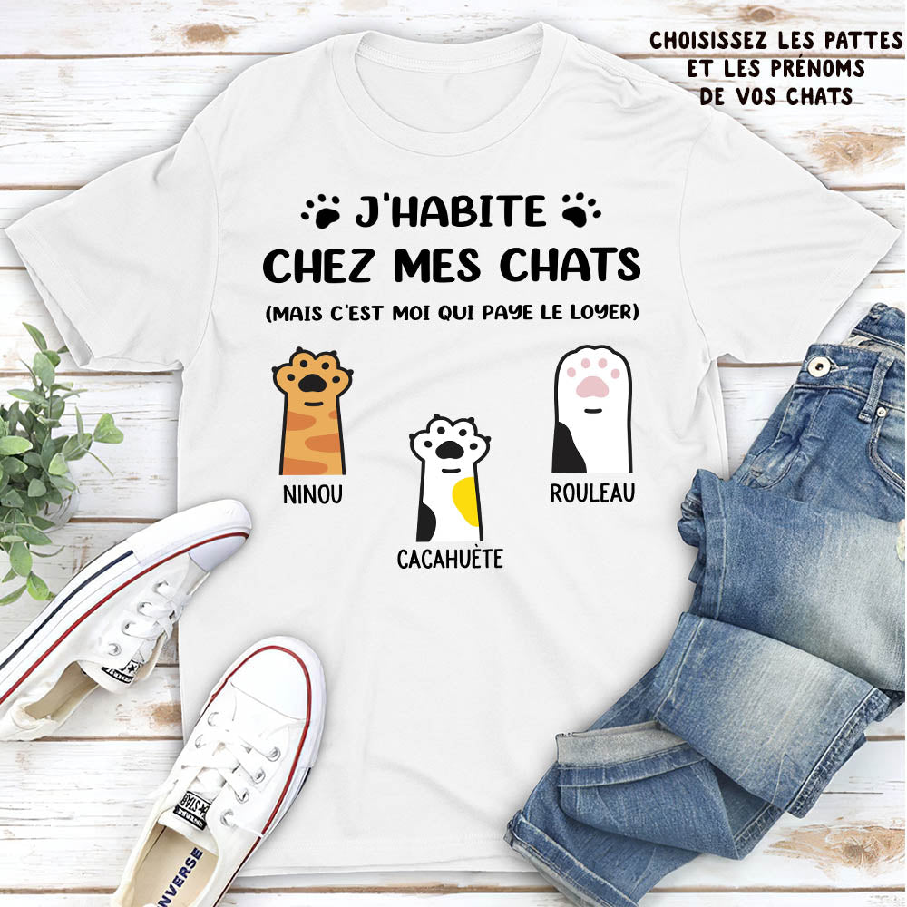 T-shirt Unisex Personnalisé - J‘Habite Chez Mon Chat