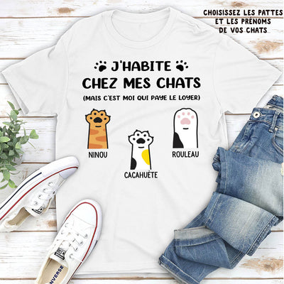 T-shirt Unisex Personnalisé - J‘Habite Chez Mon Chat
