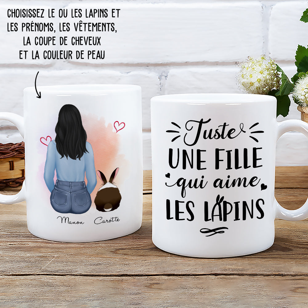 Mug Personnalisé - Une Fille Qui Aime Les Lapins