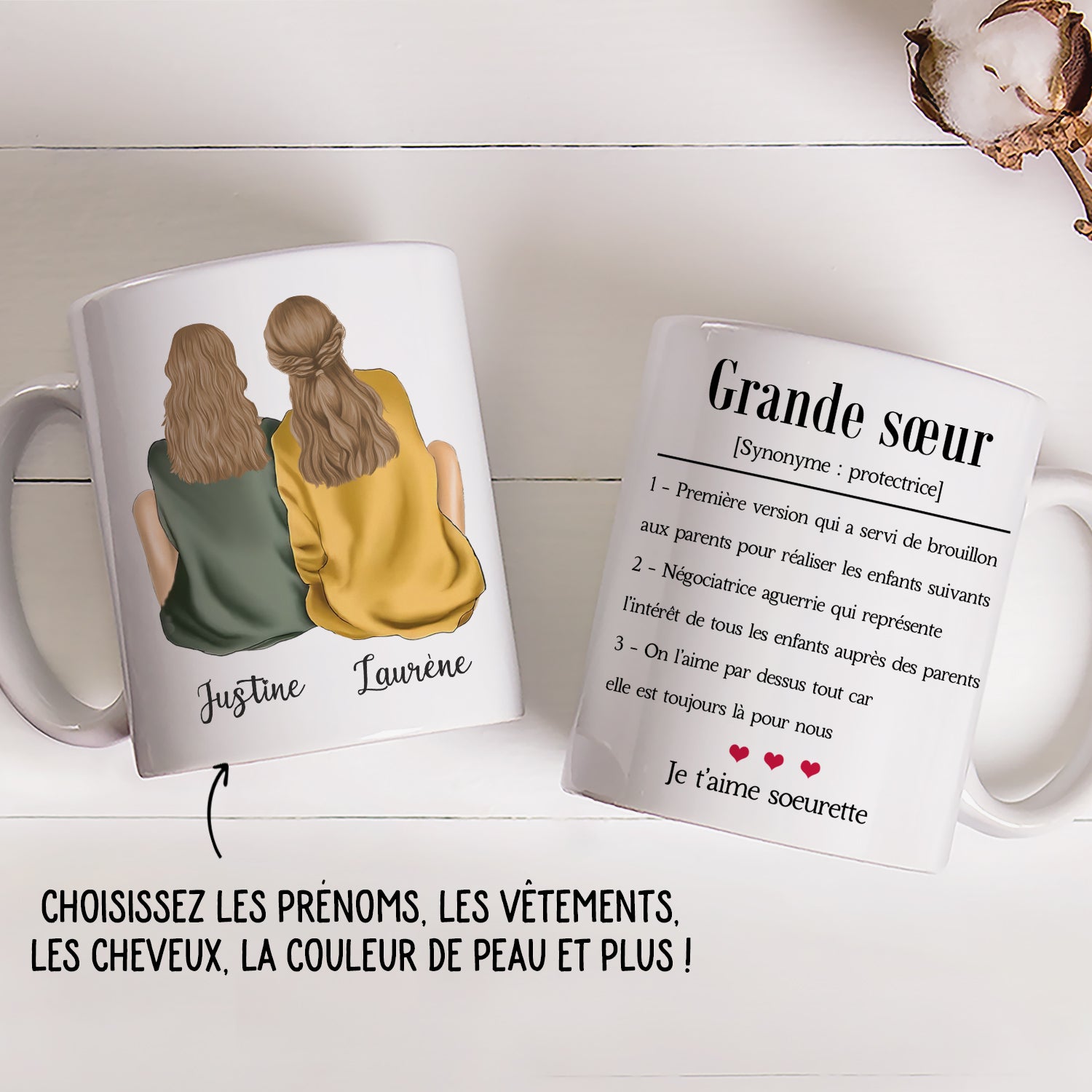 Mug Personnalisé - Sœur De Cœur - TESCADEAUX