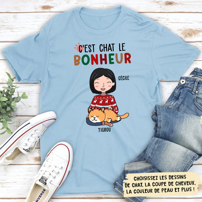 T-shirt Unisex Personnalisé - C‘Est Chat Le Bonheur