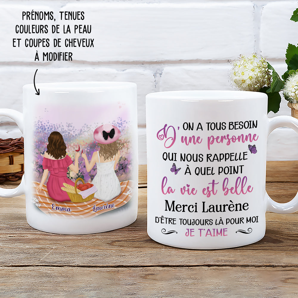 Mug Personnalisé - Une Vraie Amie Qui Fait La Vie Plus Belle, Cadeau Belle  Soeur - TESCADEAUX