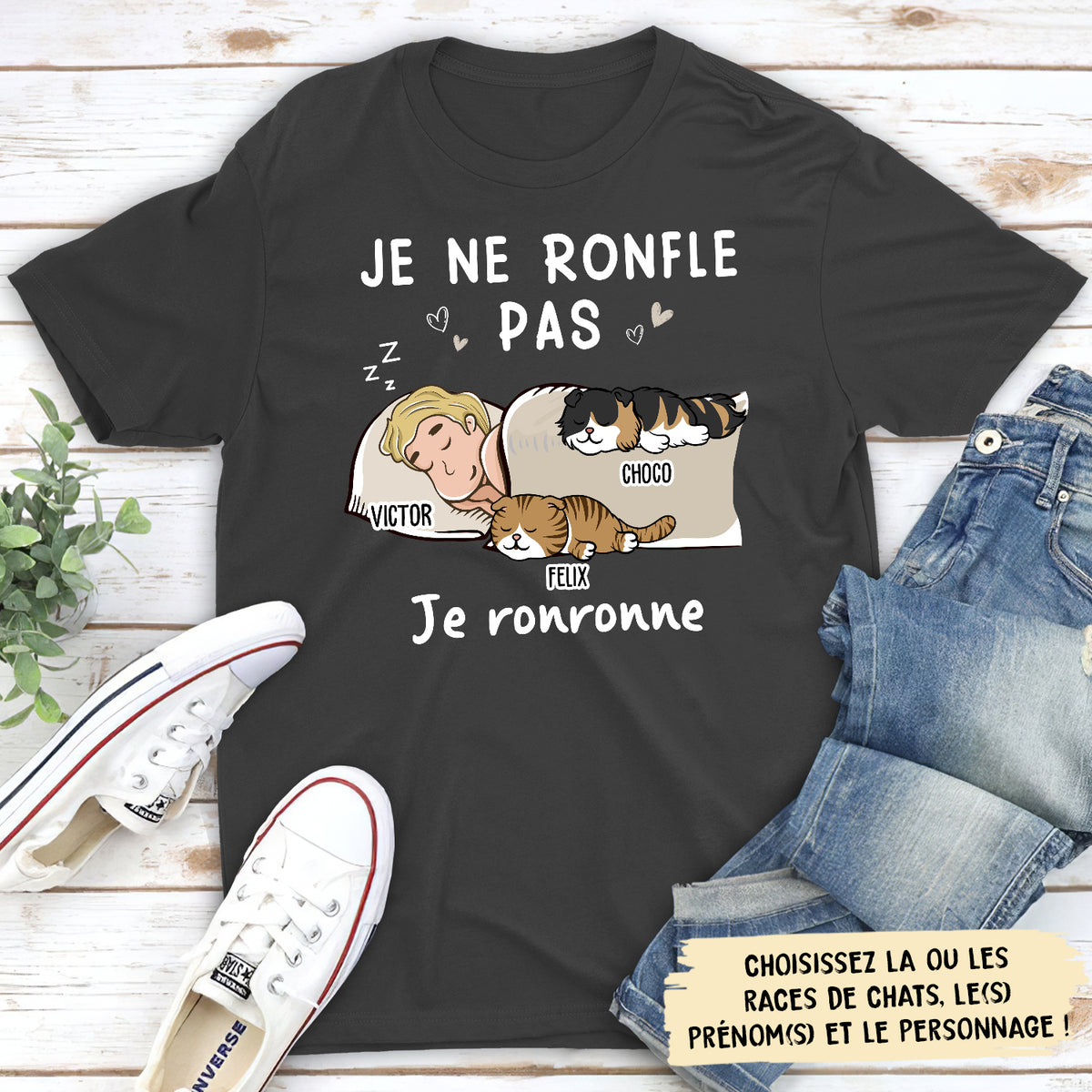 T-shirt Unisex Personnalisé - Je Ronfle Pas Je Ronronne
