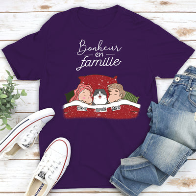 T-shirt Unisex Personnalisé - Bonheur En Famille - Version De Chat