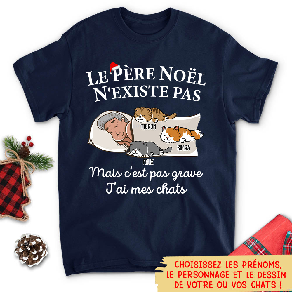T-shirt Unisex Personnalisé - Le Père Noël N‘Existe Pas - Chat