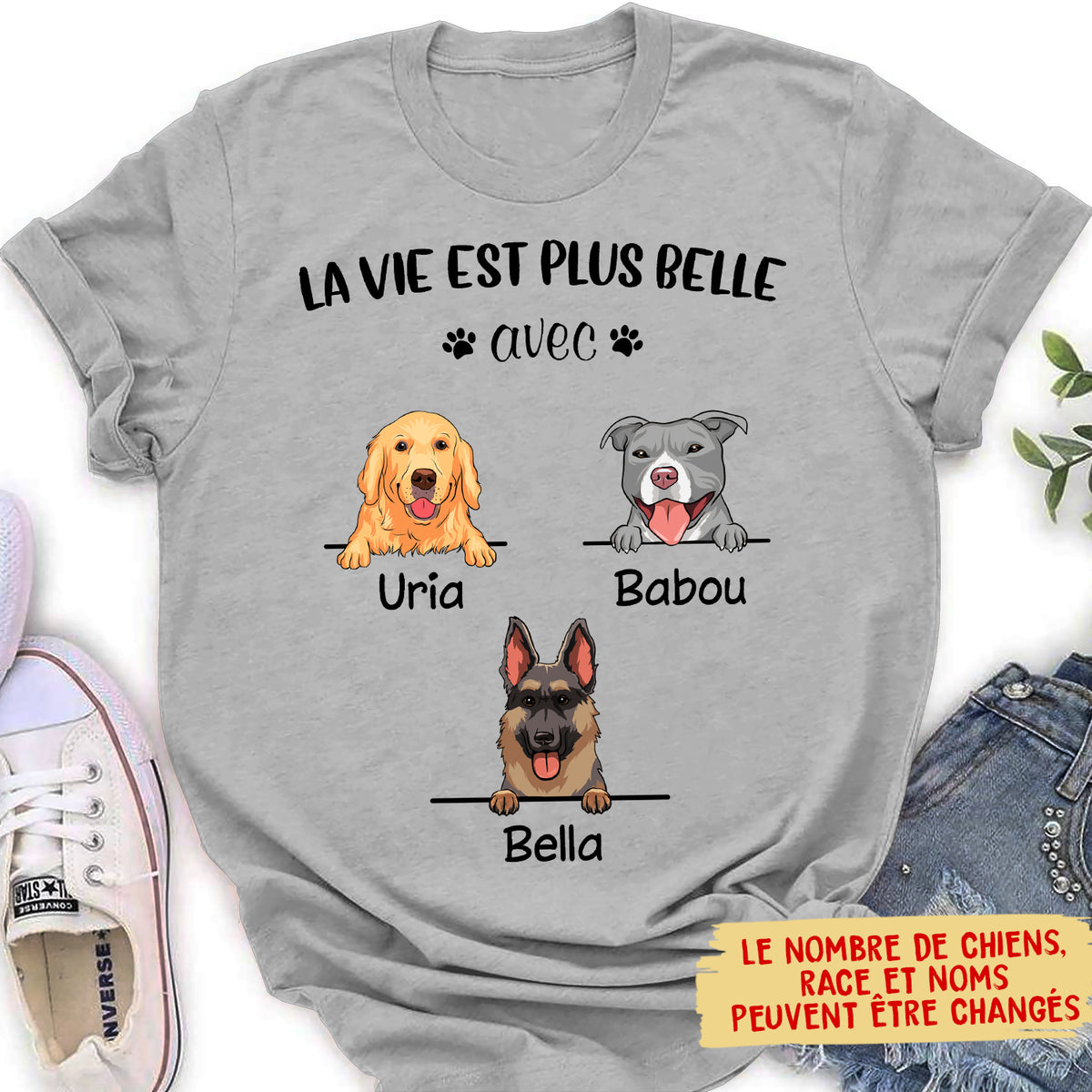 T-shirt Femme Personnalisé - La Vie Est Plus Belle