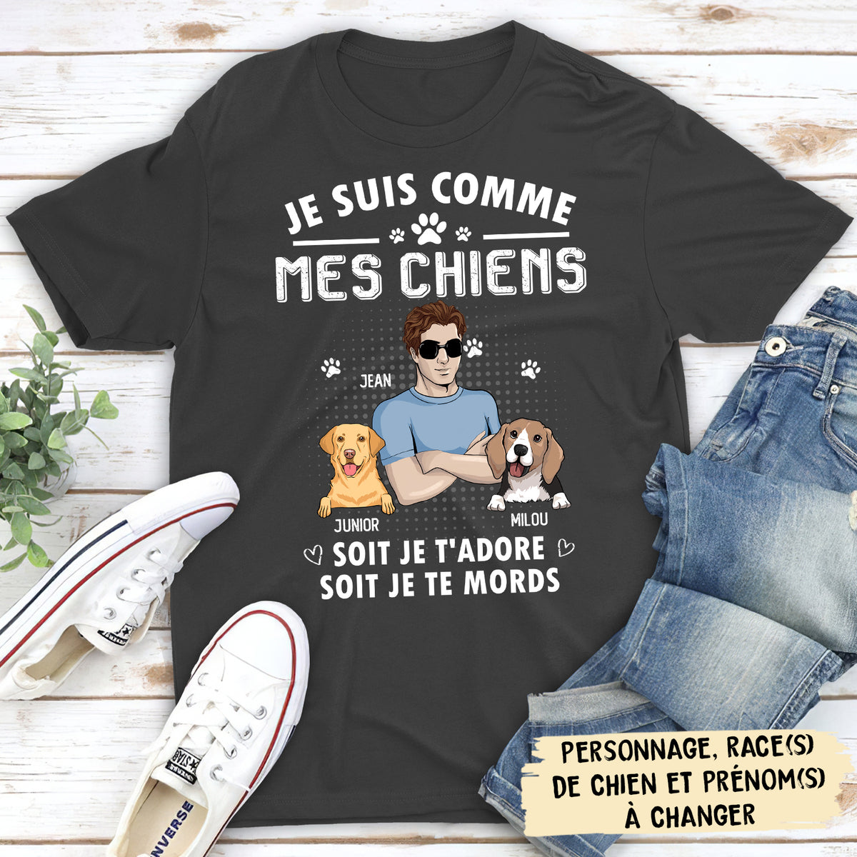 T-shirt Unisex Personnalisé - Je Suis Comme Mon Chien