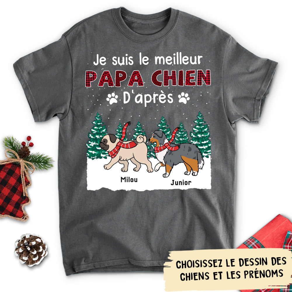 T-shirt Unisex Personnalisé - La Meilleure Maman Ou Papa Chien De Noël
