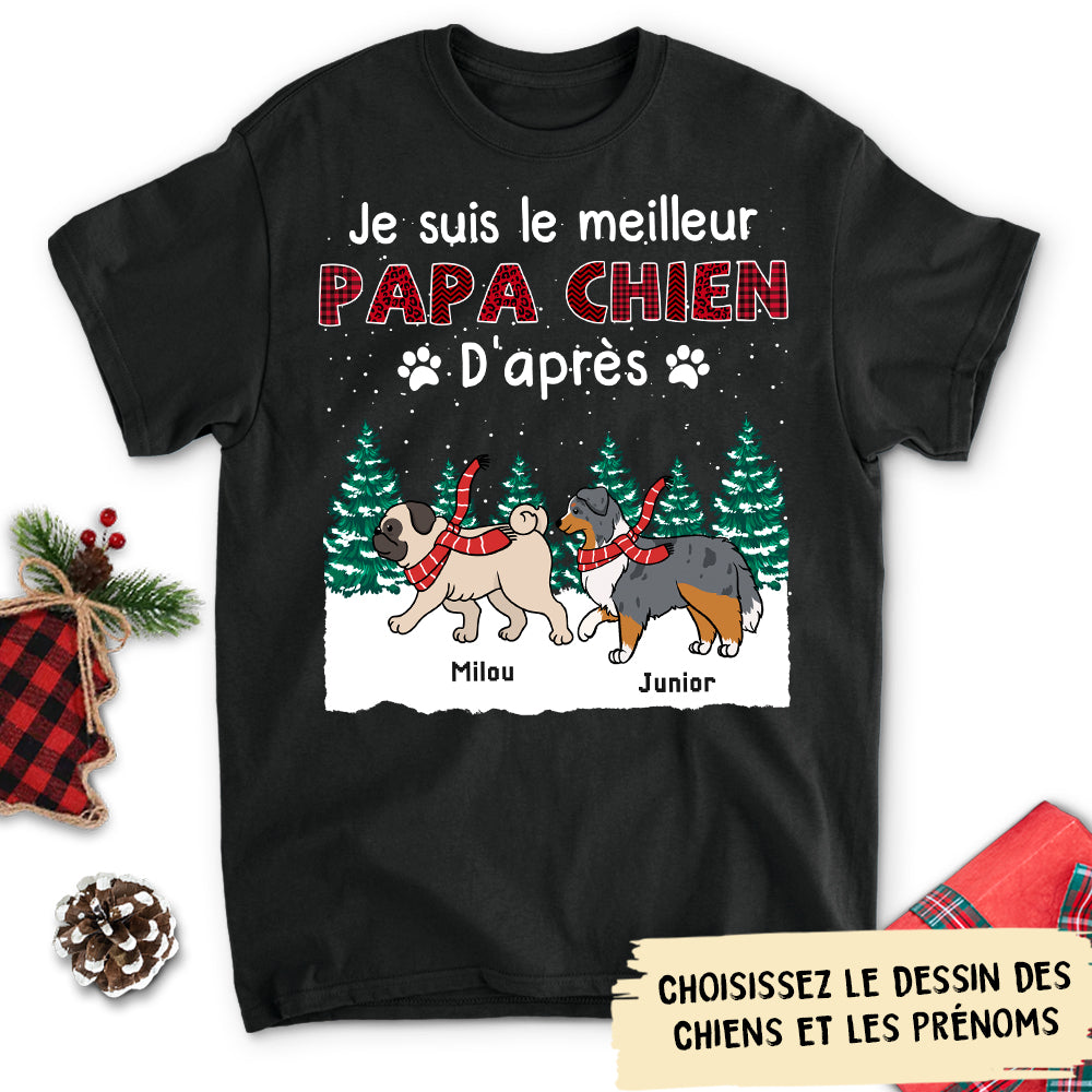 T-shirt Unisex Personnalisé - La Meilleure Maman Ou Papa Chien De Noël