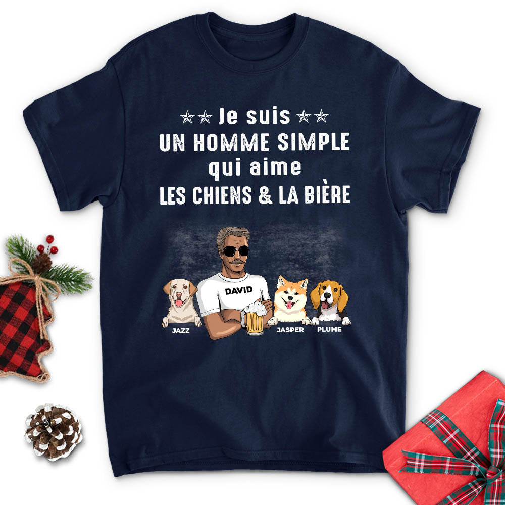 T-shirt Unisex Personnalisé - Je Suis Un Homme Simple Qui Aime Les Chiens