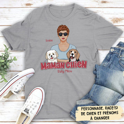 T-shirt Unisex Personnalisé - Portrait D‘une Maman Chien