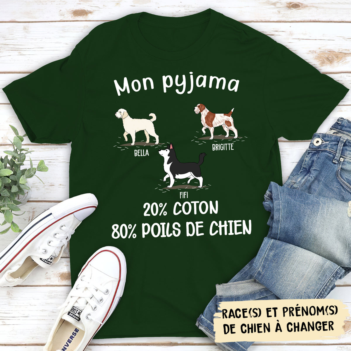 T-Shirt Personnalisé - Mon Pyjama : 80% De Poils De Chien
