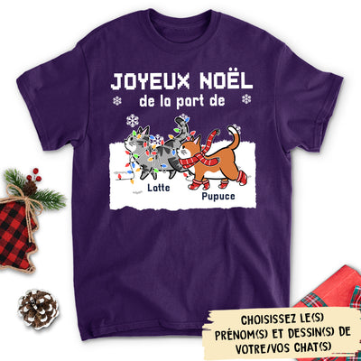 T-shirt Unisex Personnalisé - Joyeux Noël De La Part De Mes Chats