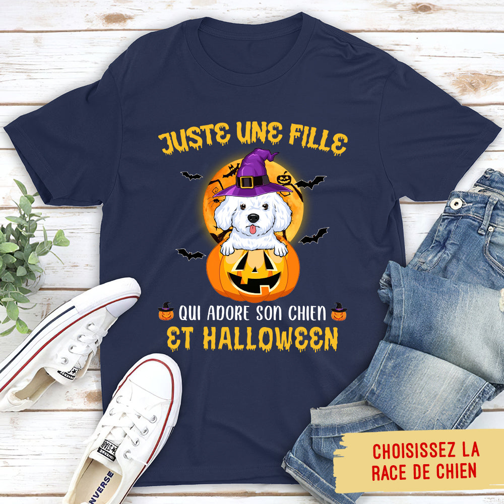 T-shirt Unisex Personnalisé - Juste Une Fille Qui Adore Halloween
