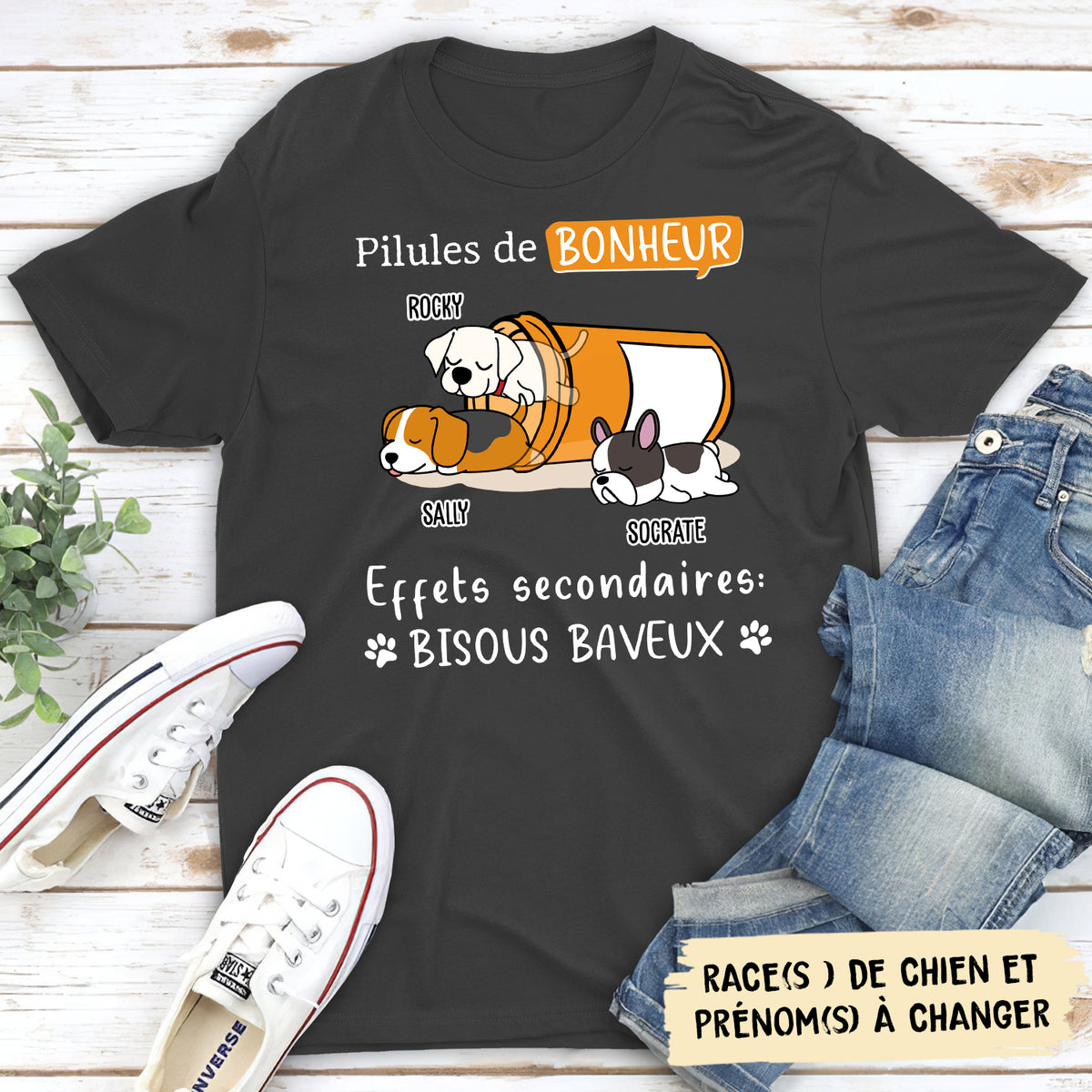 T-shirt Unisex Personnalisé - Pilule Bonheur - Version 2