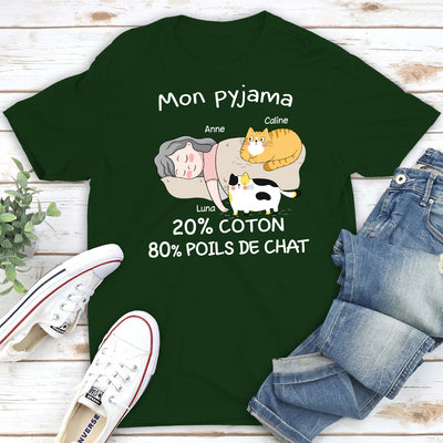 T shirt Unisex Personnalis Mon Pyjama 80 De Poils De Chat 2