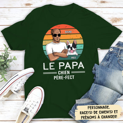 T-shirt Unisex Personnalisé - Papa Chien Père-Fect Maman Chien Mère-Veilleuse