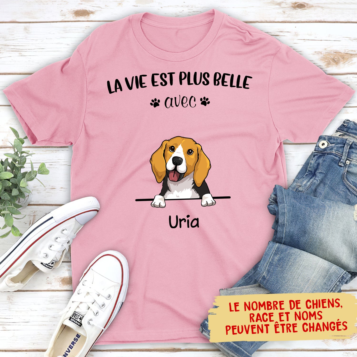 T-shirt Unisexe Personnalisé - La Vie Est Plus Belle