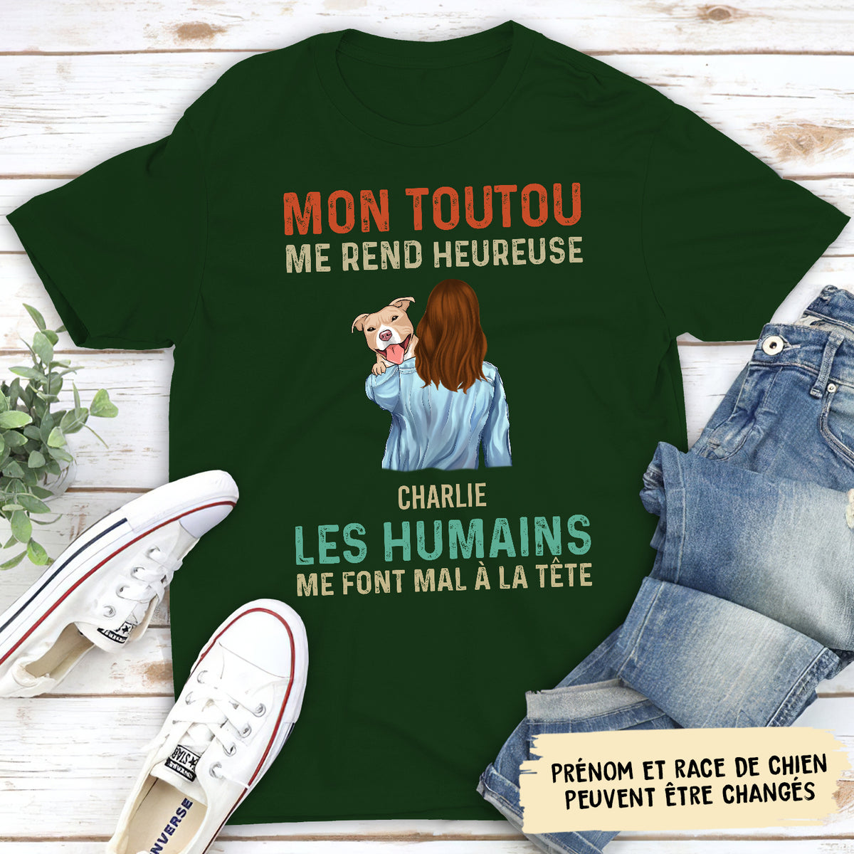 T-shirt Unisex Personnalisé - Mon Chien Me Rend Plus Heureux