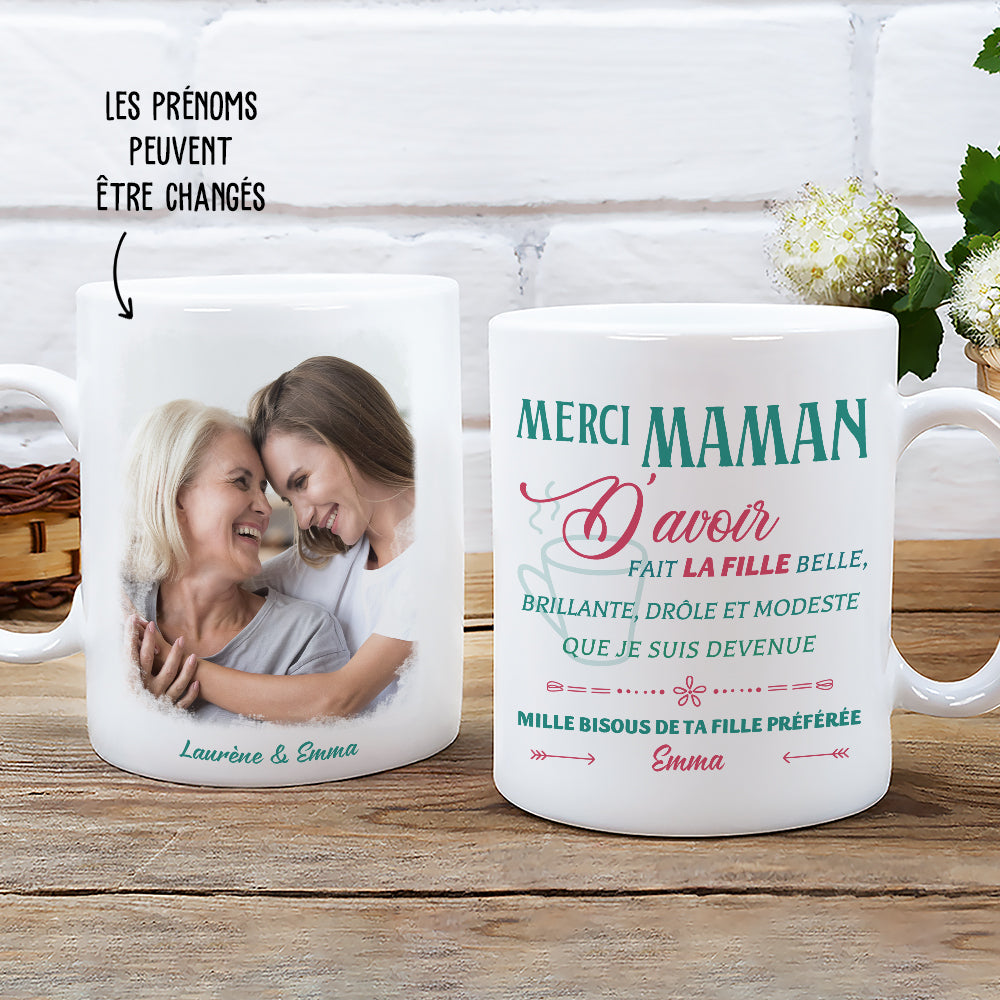 Mug Personnalisé - Merci Papa/ Maman/ Pour Qui Je Suis Devenue