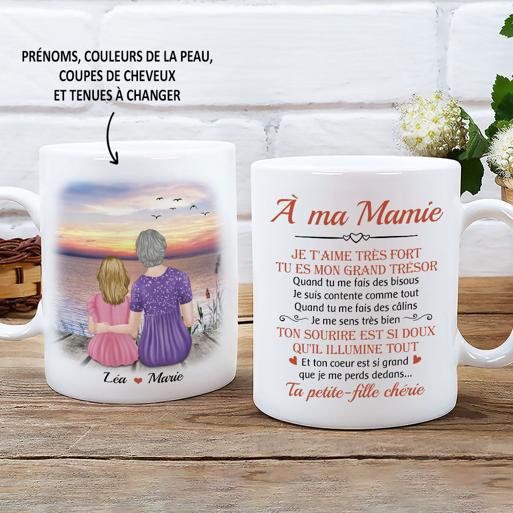 Mug Personnalisé - À Ma Chère Mamie, Tu Es Mon Trésor, Cadeau
