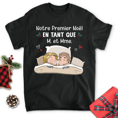 T-shirt Unisex Personnalisé - Notre Premier Noël En Tant Que M. Et Mme. - Version 2
