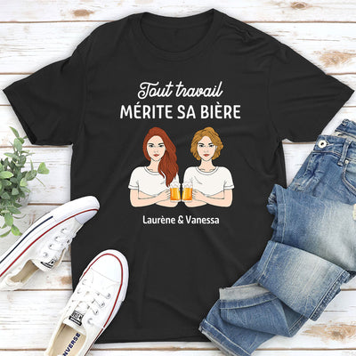 T-Shirt Personnalisé - Tout Travail Mérite Sa Bière