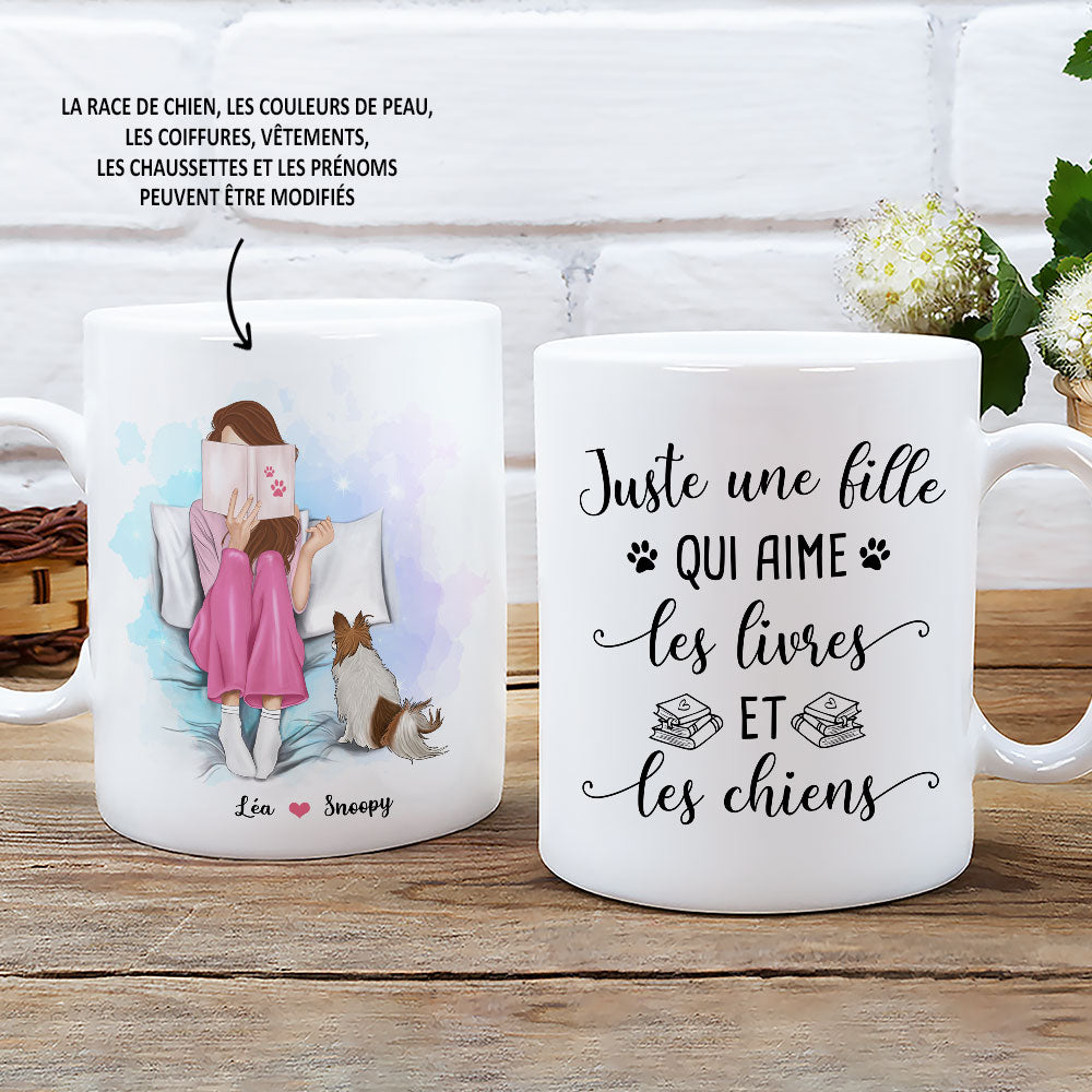 Mug Personnalisé - Juste Une Fille Qui Aime Les Livres Et Les Chiens
