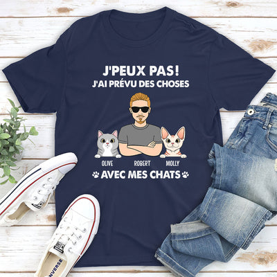 T-shirt Unisex Personnalisé - Choses Prévues Avec Mon Chat