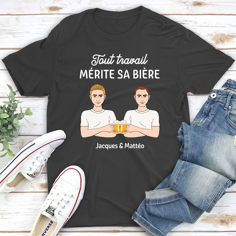 T-Shirt Personnalisé - Tout Travail Mérite Sa Bière