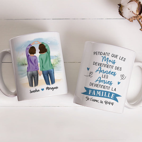 Mug Personnalisé - Les Amies Deviennent La Famille - TESCADEAUX