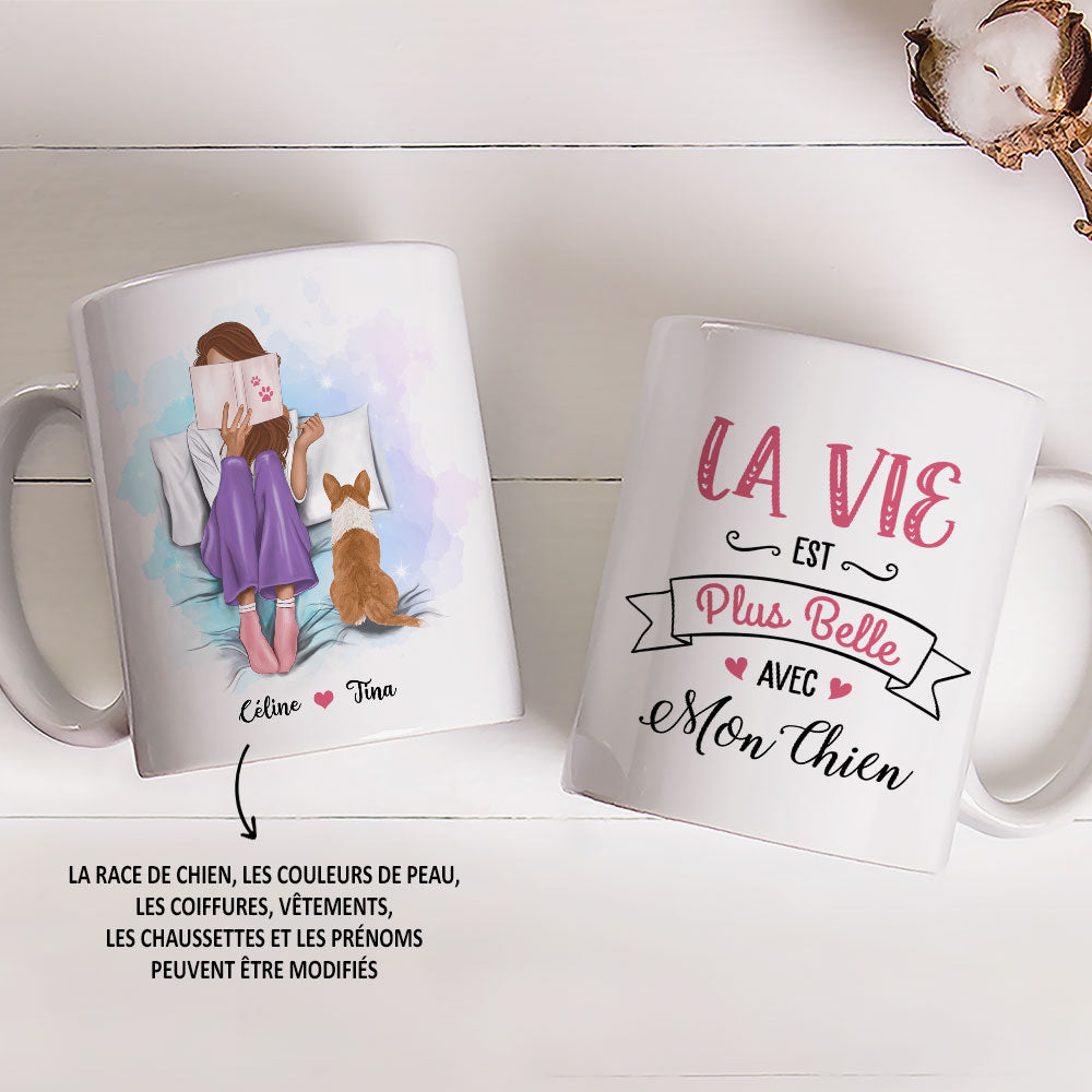 Mug Personnalisé - La Vie Est Plus Belle - TESCADEAUX
