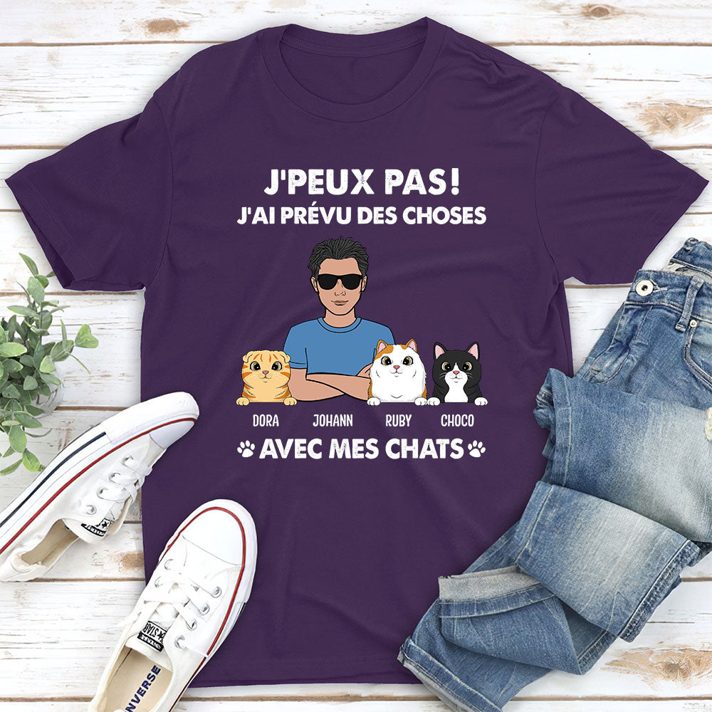 T-shirt Unisex Personnalisé - Choses Prévues Avec Mon Chat