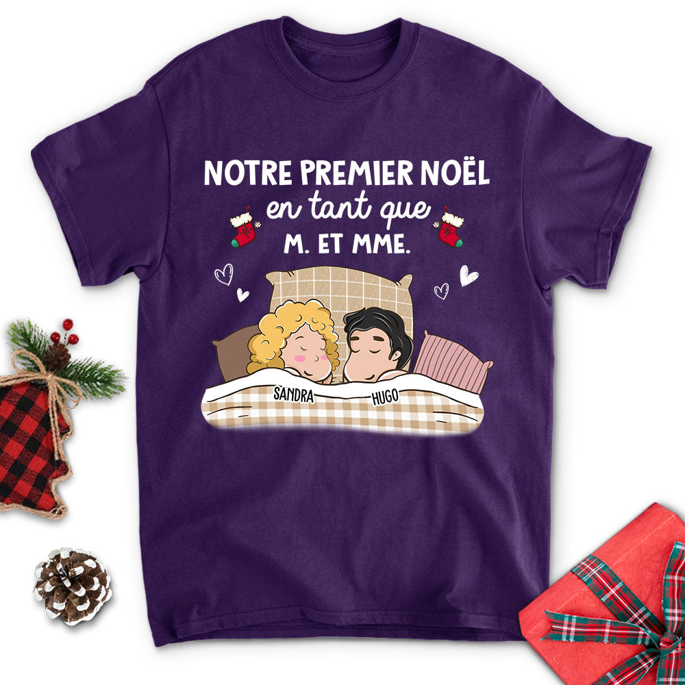 T-Shirt Personnalisé - Notre Premier Noël En Tant Que M. Et Mme.