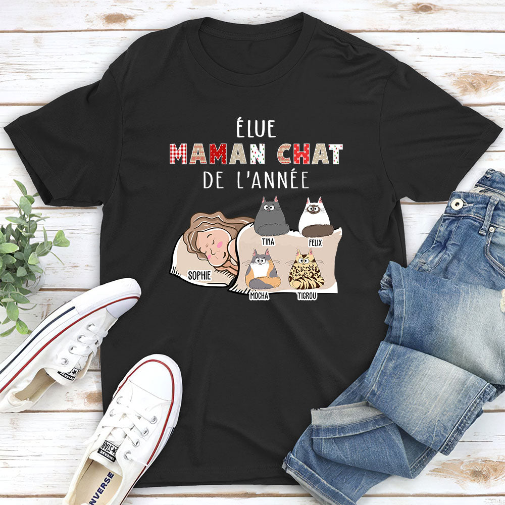 T-shirt Unisex Personnalisé - Élu(e) Maman/Papa Chat De L‘Année