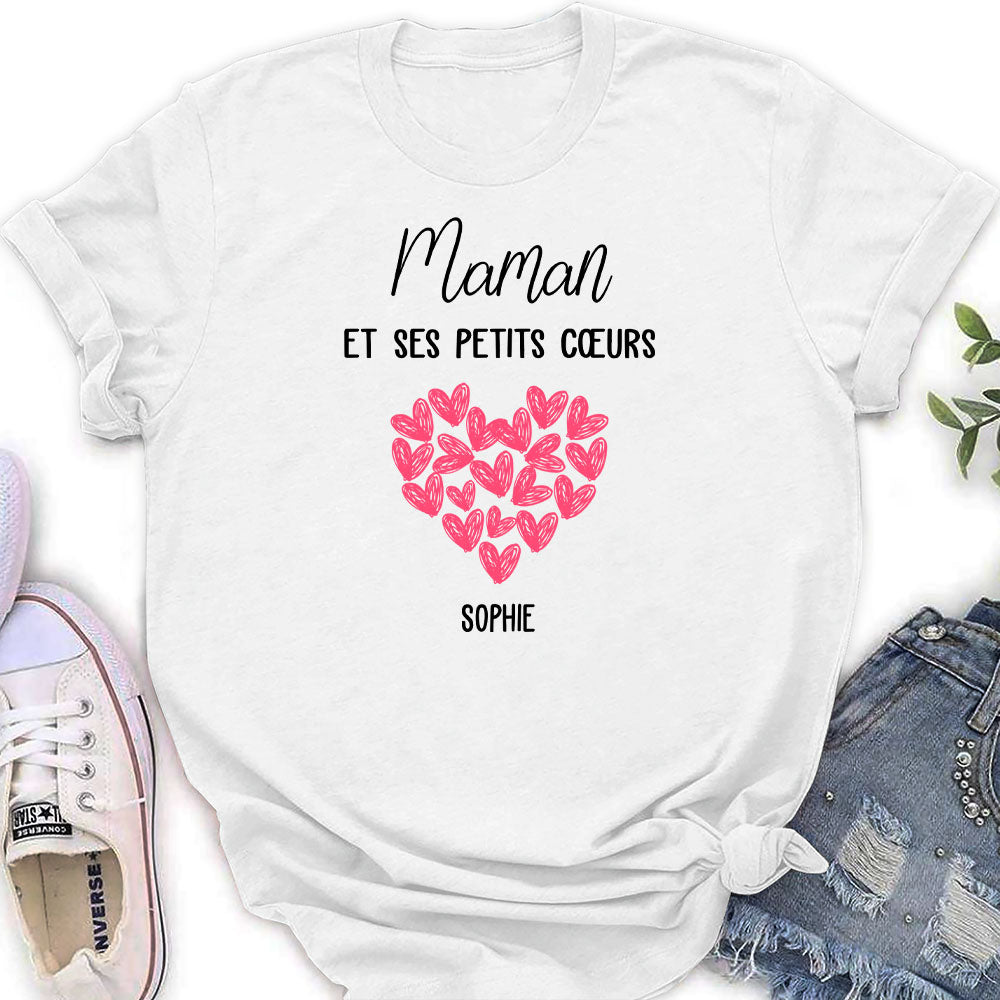 T-shirt Femme Personnalisé - Maman Et Ses Petits Cœurs - TESCADEAUX