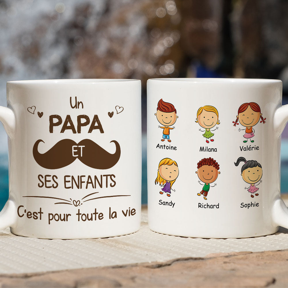 Papa avec enfants - Mug personnalisé (1-3 enfants, adolescents) – Uniheart