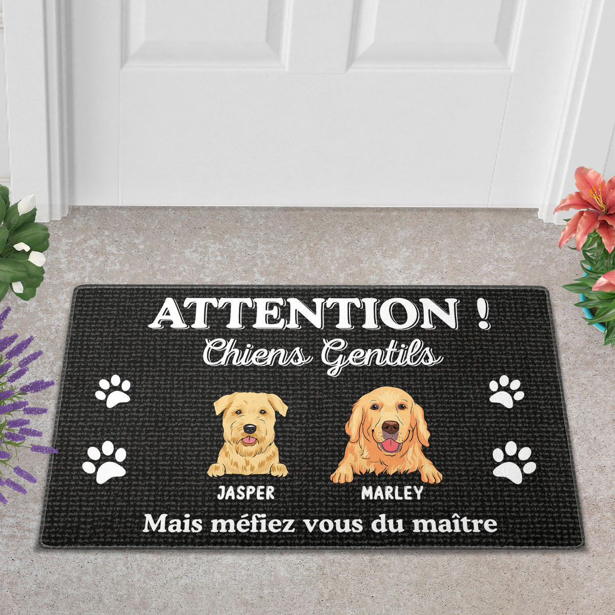 Paillasson Personnalisé - Attention Chien Gentil