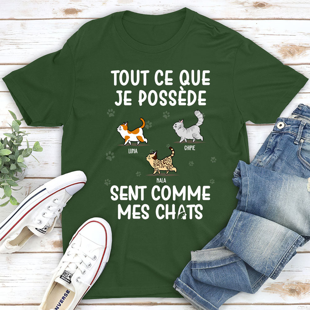 T-shirt Unisex Personnalisé - Mes Affaires Sentent Comme Mon Chat