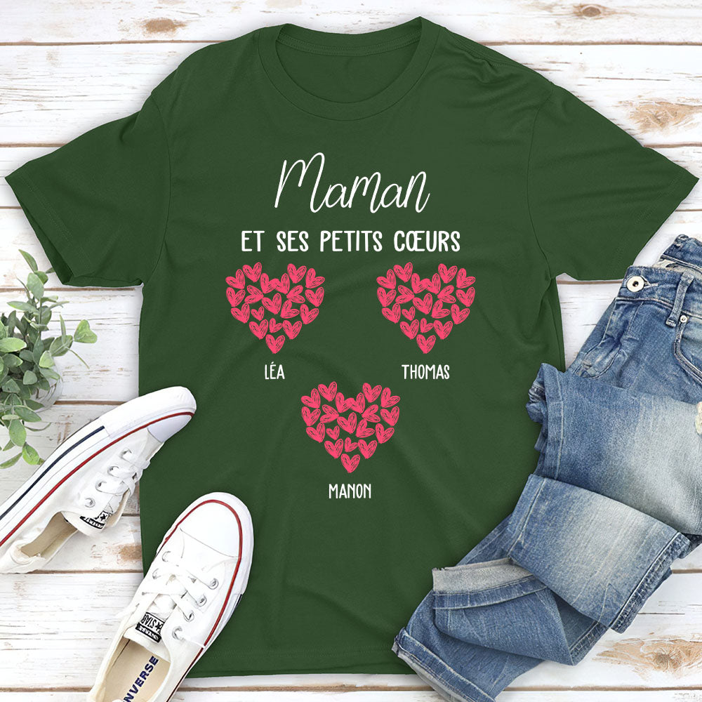 T-shirt Unisex Personnalisé - Maman Et Ses Petits Cœurs - TESCADEAUX
