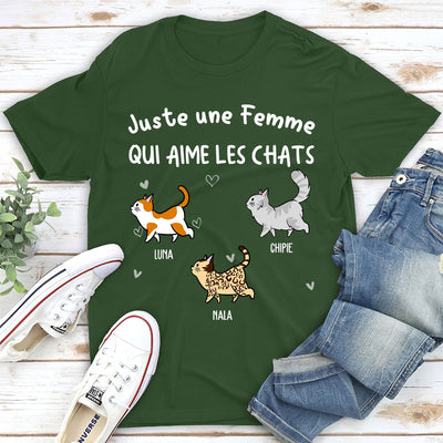 T-shirt Unisex Personnalisé - Une Femme Qui Aime Ses Chats