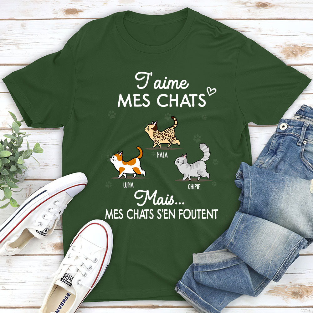 T-shirt Unisex Personnalisé - J‘aime Mon Chat, Elle S’en Fout