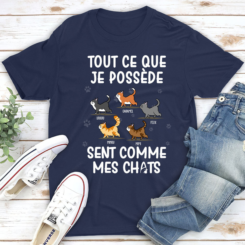 T-shirt Unisex Personnalisé - Mes Affaires Sentent Comme Mon Chat
