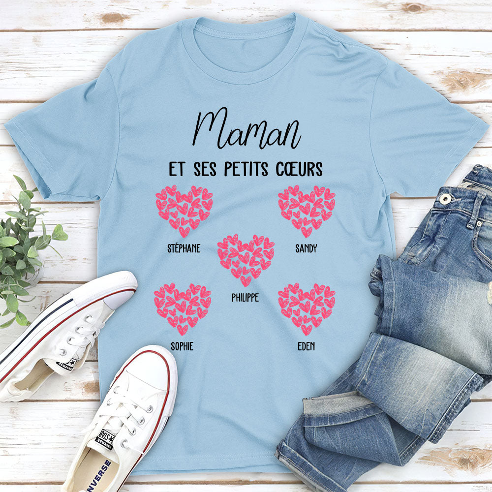 T-shirt Unisex Personnalisé - Maman Et Ses Petits Cœurs - TESCADEAUX
