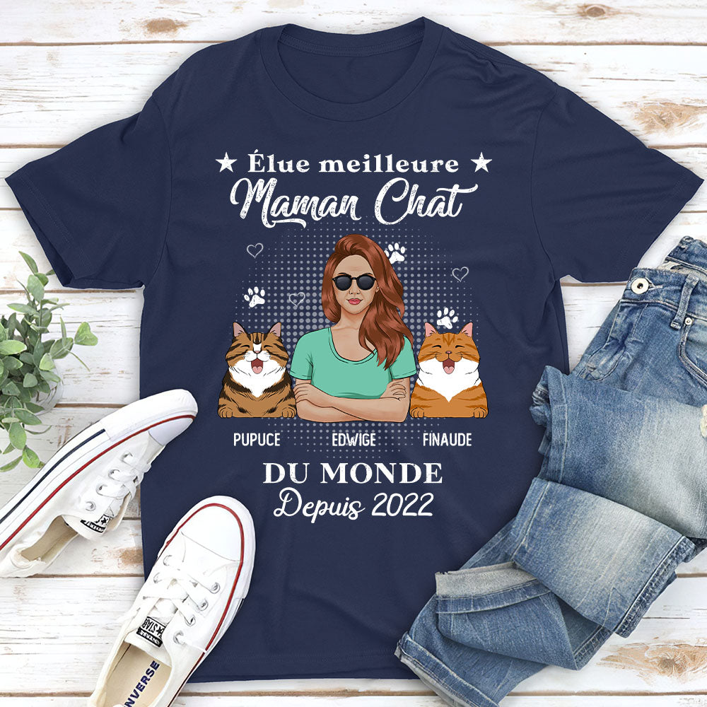 T-shirt Unisex Personnalisé - Élue Meilleure Maman Chat