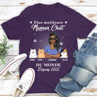 T-shirt Unisex Personnalisé - Élue Meilleure Maman Chat