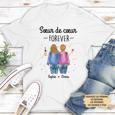 T-shirt Unisexe Personnalisé - Sœur De Cœur Forever